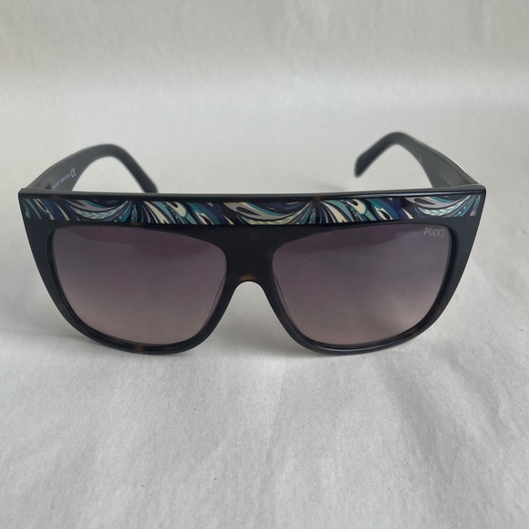 Emilio Pucci EP0008 Italy Shield Sunglasses Havana Gradient Smoke Abstract Print - Picture 4 of 14